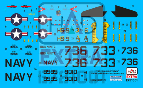 HAD Models E721001 1/72 SH-3H Seaking ”Final Countdown” movie collection Extended version decal sheet