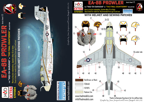 HAD Models E721004 1/72 EA-6B Prowler VAQ-134 ”GARUDAS” in the ”Final Countdown” decal sheet