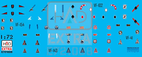 HAD Models E721008 1/72 F-14A/D helmet and dress sewing marlkings VF-143 VF-213 VF-41 decal sheet