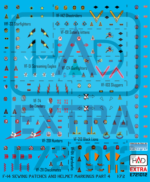 HAD Models E721012 1/72 F-14 patches and helmet markings PART 4 decal sheet
