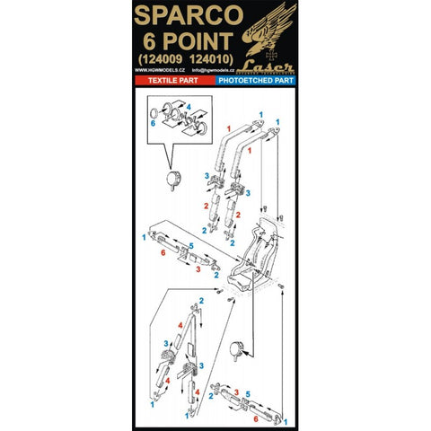 HGW 124009 1/24 Sparco Red - Six Point