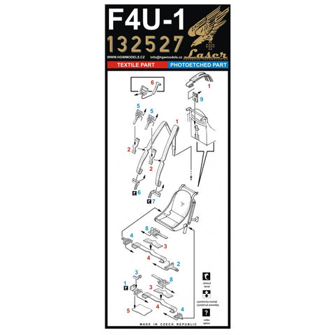 HGW Models 132527 1/32 F4U-1 Corsair pre-cut (laser) | Tamiya