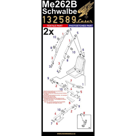 HGW Models 132589 1/32 Messerschmitt Me 262B Schwalbe (Orlon) pre-cut (laser) | Revell, Trumpeter