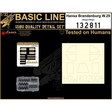 HGW Models 132811 1/32 Hansa-Brandenburg W.29 BASIC LINE: seatbelts + masks | WnW