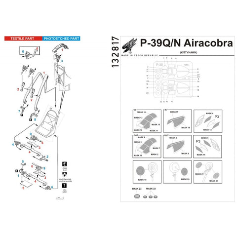 HGW Models 132817 1/32 P-39Q/N Airacobra BASIC LINE: seatbelts + masks | Kittyhawk