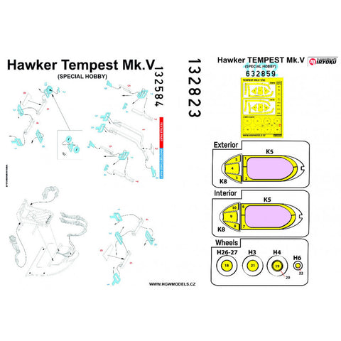 HGW Models 132823 1/32 Hawker Tempest Mk.V BASIC LINE: seatbelts + masks | Special Hobby