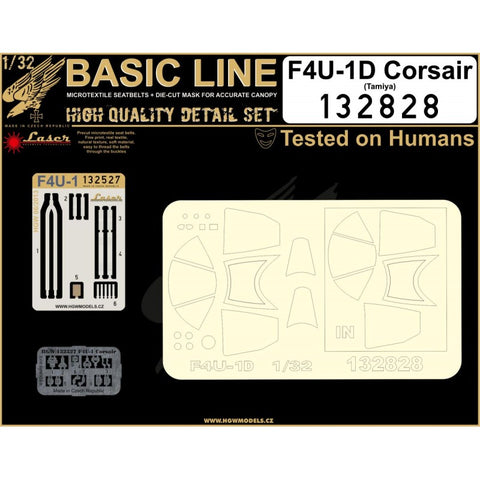 HGW Models 132828 1/32 F4U-1D Corsair BASIC LINE: seatbelts + masks | Tamiya
