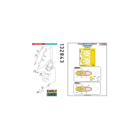 HGW Models 132843 1/32 Focke-Wulf Fw190A/F-8 BASIC LINE: seatbelts + masks | Hasegawa