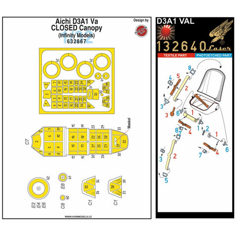 HGW Models 132846 1/32 D3A1 VAL (CLOSED CANOPY) BASIC LINE: seatbelts + masks | Infinity Models