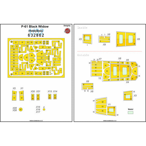 HGW Models 132850 1/32 P-61 Black Widow BASIC LINE: seatbelts + masks | Hobby Boss