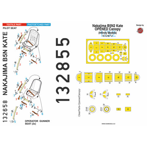 HGW Models 132855 1/32 NAKAJIMA B5N KATE (OPENED CANOPY) BASIC LINE: seatbelts + masks | Infinity Models