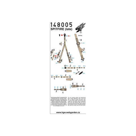 HGW Models 148005 1/48 Spitfire – Late (Q type) 2 sets