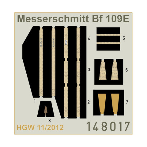 HGW Models 148017 1/48 Messerschmitt Bf 109E pre-cut (laser) | Eduard, Tam., Has., Airfix
