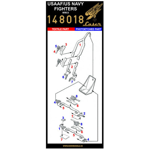 HGW Models 148018 1/48 U.S. Fighters pre-cut (laser) | WWII era