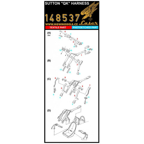 HGW Models 148537 1/48 Sutton "QK" Harness - 初期型 pre-cut (laser)