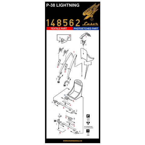 HGW Models 148562 1/48 P-38 Lightning pre-cut (laser)