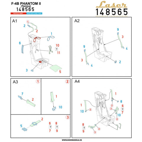 HGW Models 148565 1/48 F4B PHANTOM II pre-cut (laser) | Tamiya