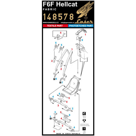 HGW Models 148578 1/48 F6F Hellcat (Fabric) pre-cut (laser)