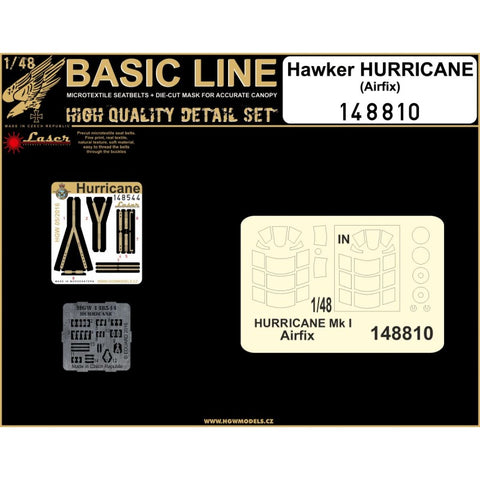 HGW Models 148810 1/48 Hawker Hurricane BASIC LINE: seatbelts + masks | Airfix