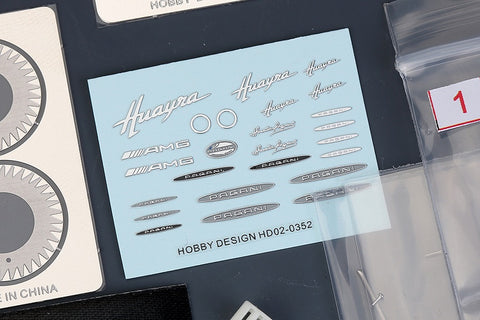 Hobby Design HD02-0352 1/24 Pagani Huayra Detail-Up Set (for Aoshima) (Photo-etched parts + Resin + Metal parts + Metal logo)