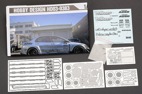 Hobby Design HD03-0383 1/24 Varis Mitsubishi EVO IX Wide Body Kit (Resin + Photo-etched parts + Decals + Metal parts)