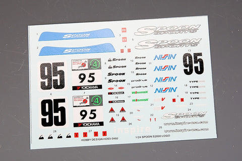Hobby Design HD03-0482 1/24 Spoon Honda S2000 (for Tamiya) S2000 Detail-Up Set (Resin + Photo-etched parts + Decals + Metal parts)