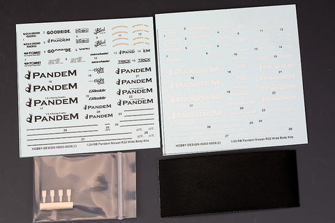 Hobby Design HD03-0509 1/24 RB Pandem Nissan R32 Wide Body Kit (for Tamiya) R32 Kit (Resin + Photo-etched parts + Metal parts + Decals)