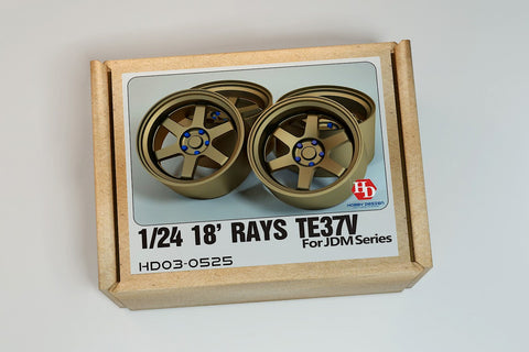 Hobby Design HD03-0525 1/24 18-inch RAYS TE37V Wheels for JDM Series (Resin + Metal Wheels)