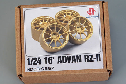 Hobby Design HD03-0567 1/24 16-inch Advan RZ-II Wheels