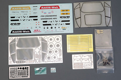 Hobby Design HD03-0600 1/24 RWB Porsche 964 (Tail Wing) (Ver.A) Full Detail Kit (Resin + Photo-etched parts + Decals + Metal wheels + Metal parts + Metal logo)