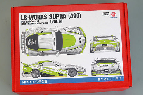 Hobby Design HD03-0605 1/24 LB-Works Supra (A90) (Ver. B) Transkit (Resin + Photo-etched parts + Decals + Metal parts + Metal logo)