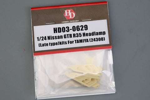 Hobby Design HD03-0629 1/24 Nissan GT-R R35 Headlamp (Facelift Model) Kit (for Tamiya) 24300 (Resin + Photo-etched Parts)