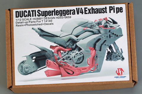 Hobby Design HD03-0659 1/12 Ducati Superleggera V4 Exhaust Pipe (for Tamiya 24345) (Photo-etched parts + Resin + Decals + Metal logos + Metal parts)