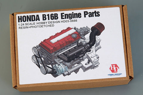 Hobby Design HD03-0666 1/24 Honda B16B Engine Parts Detail Set (Resin + Photo-etched parts + Metal logo + Metal parts)