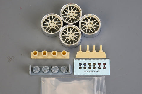 Hobby Design HD03-0670 1/24 19-inch BBS RG-R Wheel Set (Resin + Metal + Decals)