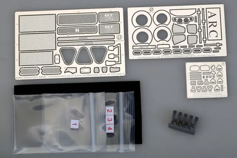 Hobby Design HD03-0680 1/24 Nissan R34 Opening Doors & Engine Detail-Up Parts for T (24210) (Resin + PE + Metal Parts + Decals + Window Spacers)