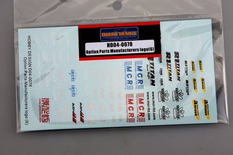 Hobby Design HD04-0078 Option Parts Manufacturer Logo (6) Decal