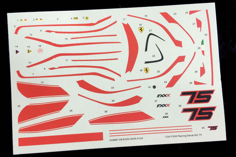 Hobby Design HD04-0142 1/24 FXXK Racing Decal No. 75 Logo Decal