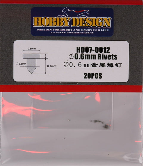 Hobby Design HD07-0012 0.6mm Rivet Head (D)
