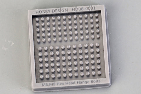 Hobby Design HD08-0001 1/12 M6, M8 Hex Head Flange Bolt (3D Printed) (A)