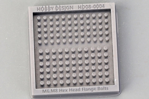 Hobby Design HD08-0004 1/12 M6, M8 Hex Head Flange Bolt (3D Printed) (D)