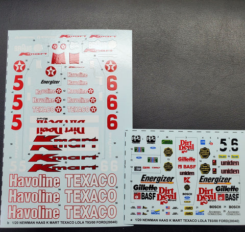 Khaled Model QS003 1/20 Newman/Haas Kmart Texaco Lola 93T/00 Ford Decals 20040 (for Tamiya)