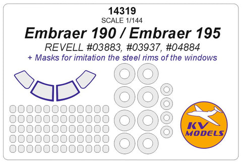 KV Models 14319 1/144 Embraer 190 / 195 (REVELL #03937, #03883, #04884) + wheels masks (For Revell)