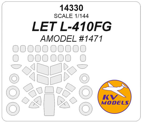 KV Models 14330 1/144  L-410FG (AMODEL #1471) with side windows on fuselage + wheels masks (For AMODEL)