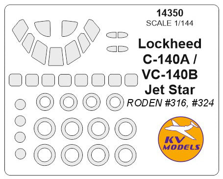 KV Models 14350 1/144 Lockheed  VC-140B / С-140A Jet Star + wheels masks (For RODEN)