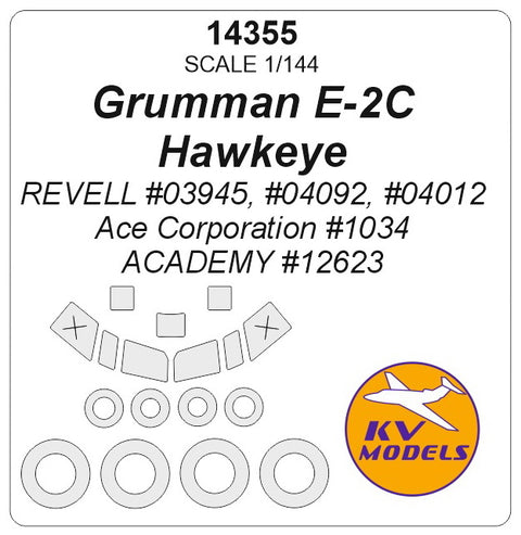KV Models 14355 1/144 Grumman E-2 Hawkeye (REVELL #03945, #04092, #04012 / Ace Corporation #1034 / ACADEMY #12623) + wheels masks (For Revell  / Ace Corporation / ACADEMY)