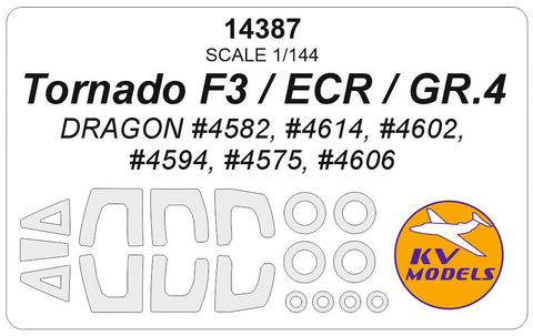 KV Models 14387 1/144  Tornado F3 / ECR / GR.4 (DRAGON #4582, #4614, #4602, #4594, #4575, #4606) + wheels masks (For AIRFIX)