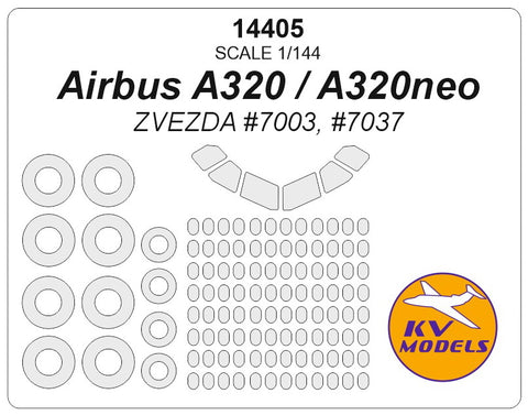 KV Models 14405 1/144  Аirbus 320 (ZVEZDA #7003 + wheels masks (For ZVEZDA)