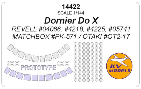 KV Models 14422 1/144 Dornier Do X (REVELL #04066, #4218, #4225, #05741 / Matchbox #PK-571 / Otaki #OT2-17) + prototype masks (For REVELL / Matchbox / Otaki )
