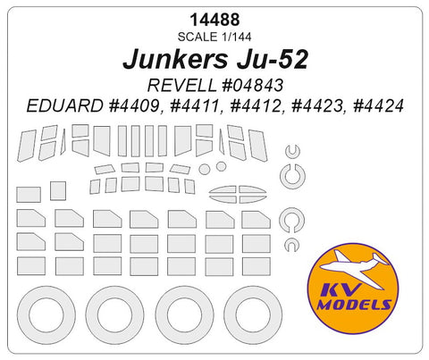 KV Models 14488 1/144  Ju-52 / Ju-52/3m (REVELL #04843 / EDUARD #4423, #4424) + wheels masks (For Revell / Eduard)